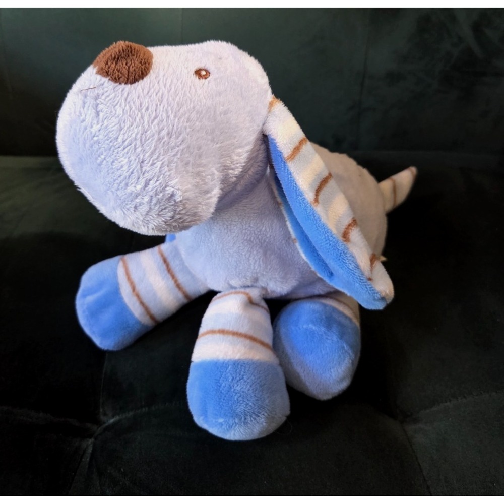 Baby Ganz Blue Striped Puppy Dog Plush Lovey 9''
